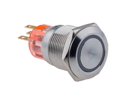 Кнопка с подсветкой синяя, с возвратом, 24В AC/DC, IP67