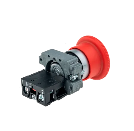Кнопка грибовидная, возврат поворотом, 1NC красный 40 мм