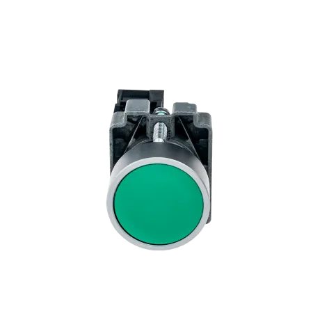 Кнопка плоская зеленая, 1NO, металл
