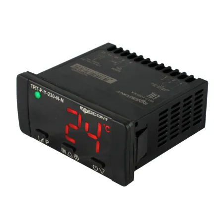 Температурный контроллер для управления охлаждением/размораживанием, 4 разряда, 77х35х61 мм, NTC, выход реле на компрессор, ON/OFF, 230VAC, встроенный фиксатор