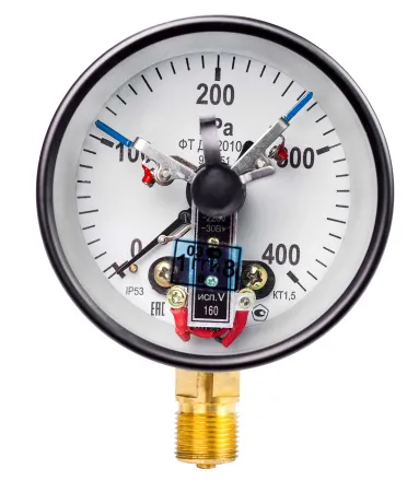 Вакуумметры, мановакуумметры, манометры электроконтактные пылевлагозащищенные ДВ2010ф, ДА2010ф, ДМ2010ф IP53 Тех.стекло (Диаметр: 100 мм)