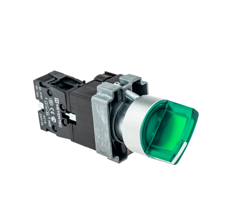 Переключатель с подсветкой, с фиксацией, 220V AC/DC, зеленый, 2 положения, 1NO
