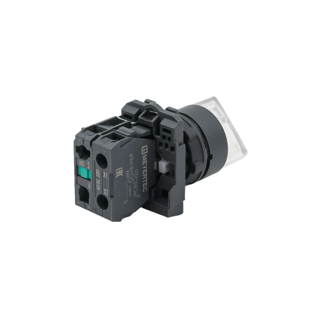 Переключатель  на 3 положения с фиксацией и подсветкой,  белый, 1NO, 220V AC/DC, IP65, пластик