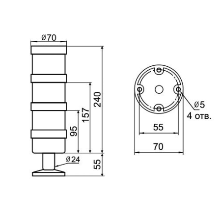 Светосигнальная колонна INNOCONT TL70-220-WBY-55
